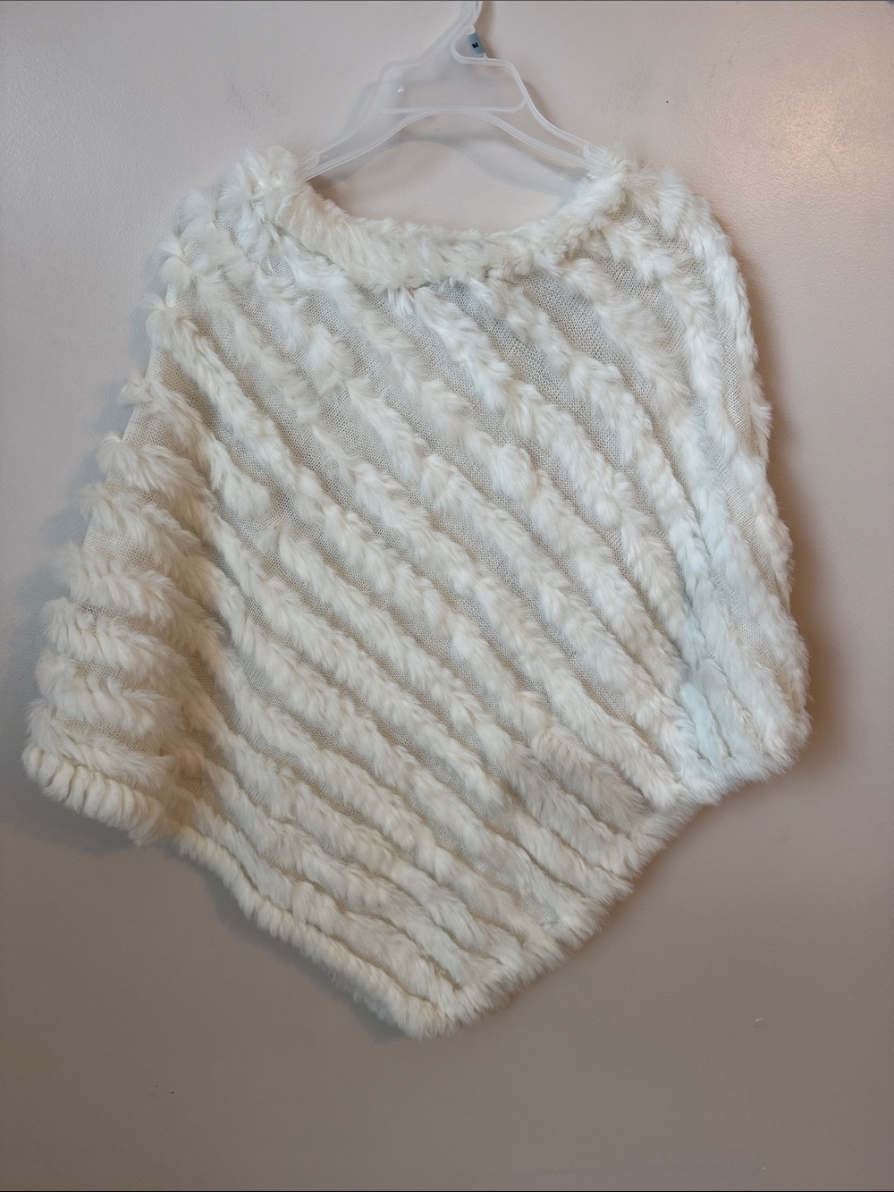 Knoles & Carter vintage Knitted Women Fur Poncho Genuine Fur Shawl